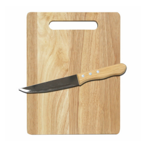 Rubberwood Cutting Board & Utility Knife