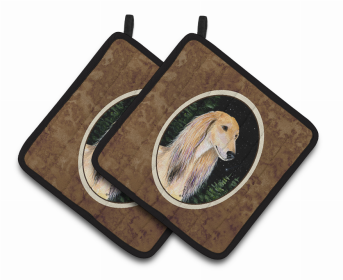 Starry Night Saluki Pair of Pot Holders