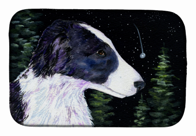 Starry Night Border Collie Dish Drying Mat