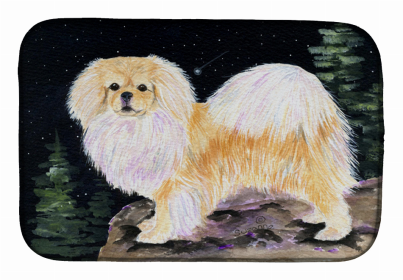 Starry Night Tibetan Spaniel Dish Drying Mat