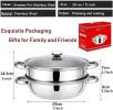 Stainless Steel Stack and Steam Pot Set with Lid 2 Tier Steamer Pot Steaming Cookware for Kitcken Cooking