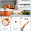 Nonstick Pot and Pan Set-Wok, Soup, Milk Pot Set Orange