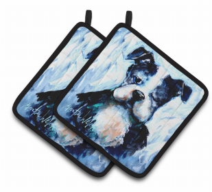 Dog Pair of Pot Holders (Color: Boston Terrier Boston Tuff, size: 7.5 x 7.5)