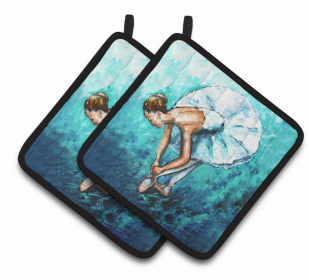 Ballet Pair of Pot Holders (Color: Ballet Early Pratice, size: 7.5 x 7.5)