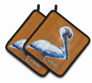 Pelican Pair of Pot Holders (Color: Pelican Hangin In, size: 7.5 x 7.5)