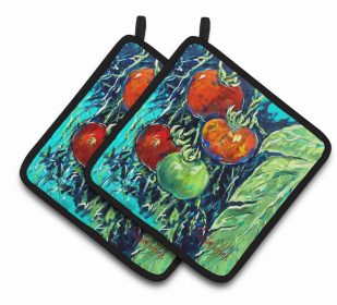 Tomato Pair of Pot Holders (Color: Tomatoe Tomato, size: 7.5 x 7.5)