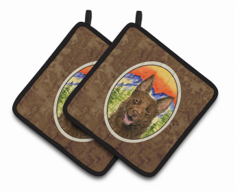 Australian Kelpie Pair of Pot Holders (size: 7.5 x 7.5)