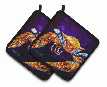 Crab Pair of Pot Holders (Color: Crab The Right Stuff, size: 7.5 x 7.5)