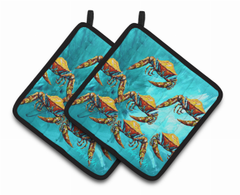 Crab Pair of Pot Holders (Color: Crab Lotta Crabs, size: 7.5 x 7.5)