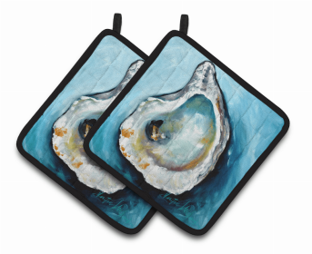 Oyster Pair of Pot Holders (Color: Oyster, size: 7.5 x 7.5)