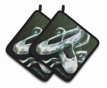 Ballet Pair of Pot Holders (Color: Ballet Golden Toes, size: 7.5 x 7.5)