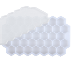 1pc Ice Tray Mold; Honeycomb Silicone Ice Tray; Hexagonal Ice Tray; 37 Grids Honeycomb Ice Tray; Ice Cube Mold; Honeycomb Ice Box; Ice Ball (Color: White)