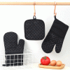 Kitchen Oven Gloves, Silicone and Cotton Double-Layer Heat Resistant Oven Mitts/BBQ Gloves