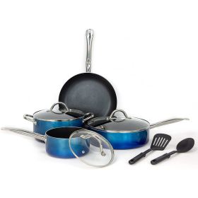 Household Daily Delicacies Pot Safe Non-Stick Cookware Set (Color: Blue)